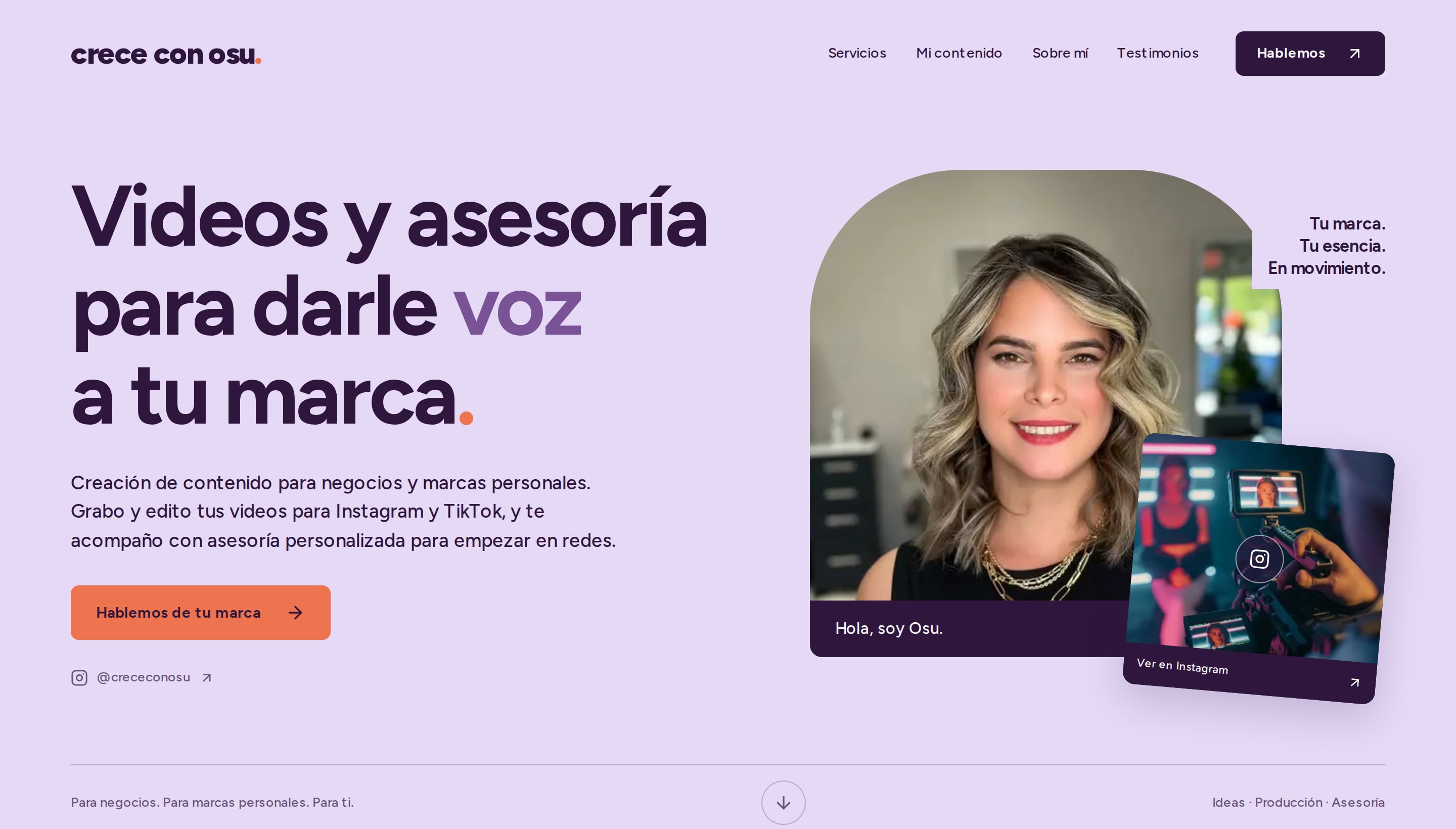 Design concept for Crece con Osu, social media videos and coaching